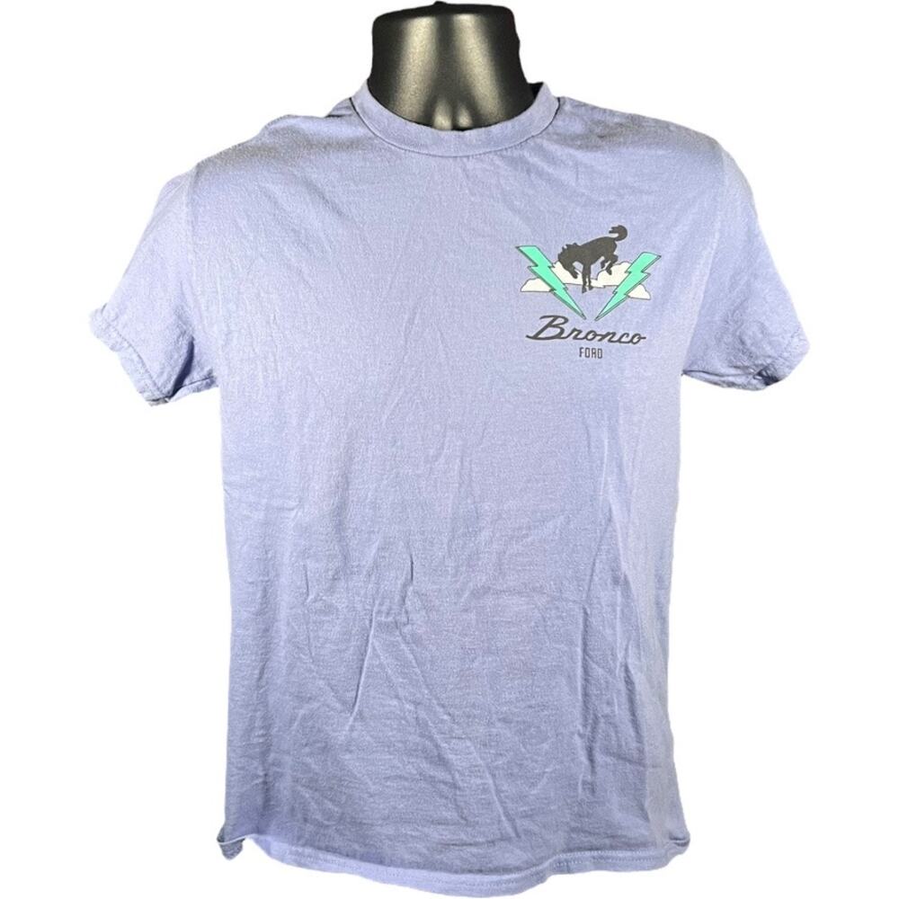 Ford Bronco Retro Graphic Tee - Blue Small Y2K Lightning Vintage Style
